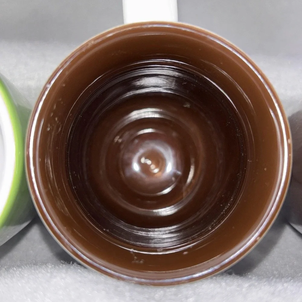 Kahla Germany  Demitasse Espresso Cups & Saucers Brown White Green 3‎ Sets EUC
